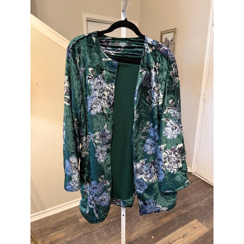 Eva Franco Green Floral Blazer Size Large